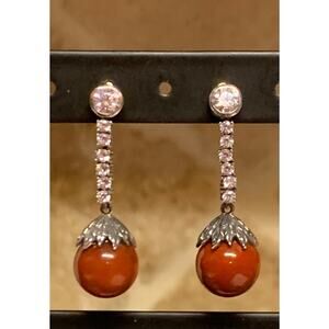 Jade of Yesteryears Sterling Silver, CZ and Jade Earrings